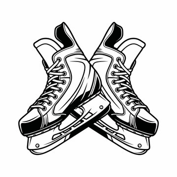 Vintage crossed ice hockey skates illustration vector isolated on white background for design