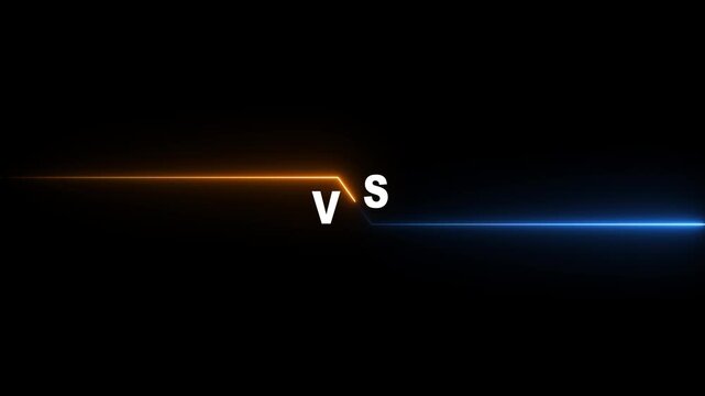 glowing neon line colorful Vs text Animation. Competition vs match game 4k animation.