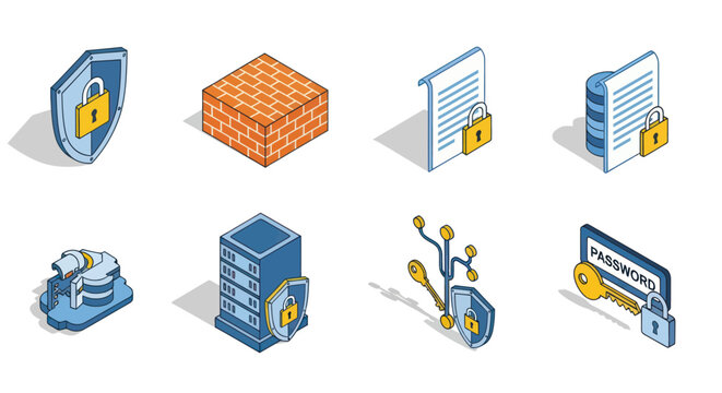 Cybersecurity and Data Protection Icons Collection.