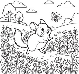 Fototapeta premium Cute Chinchilla Coloring Pages Bundle for Kids – Adorable Pet Animal Coloring Book Collection