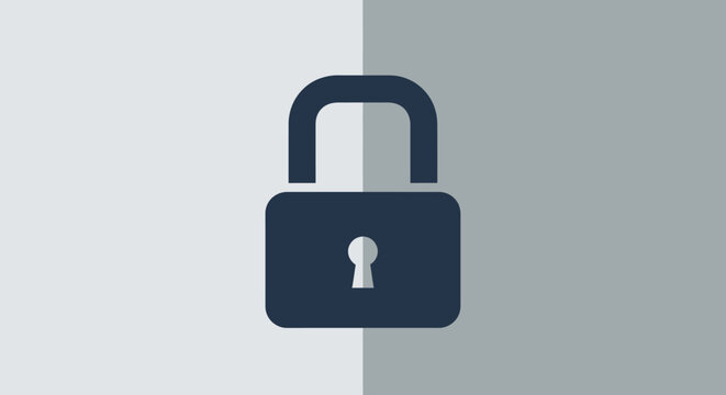 Open Padlock Icon on Split Gray Background - Security Concept