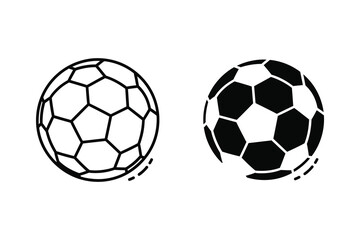 Naklejka premium Soccer ball vector illustration line art and flat design comparison