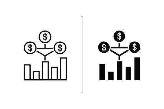 Money growth comparison vector illustration with dollar signs and bar charts in flat style