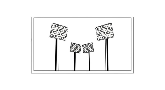 Stadium Floodlights Arrayed for Illumination