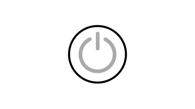Green power reset button sign animation. power button icon animated on a black background.4k animation video.