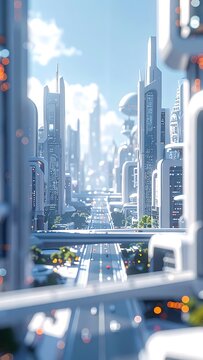 A futuristic cityscape with sleek skyscrapers and advanced infrastructure