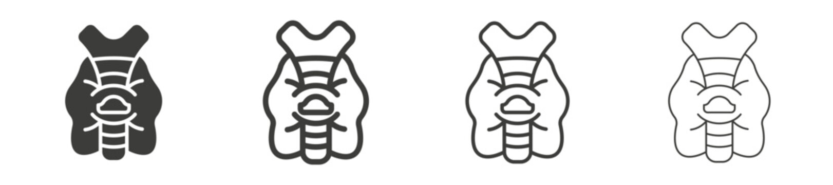 Thyroid gland icon collection on white background