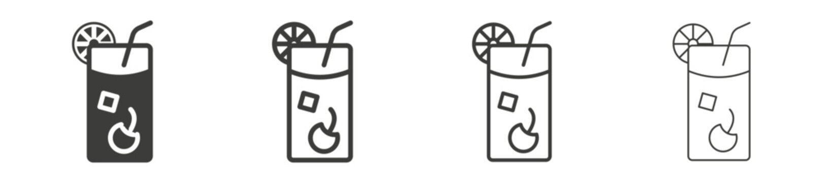 Tom Collins icon collection on white background