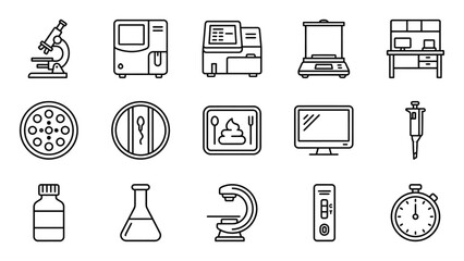 Fototapeta premium Line icons of science and laboratory equipment.