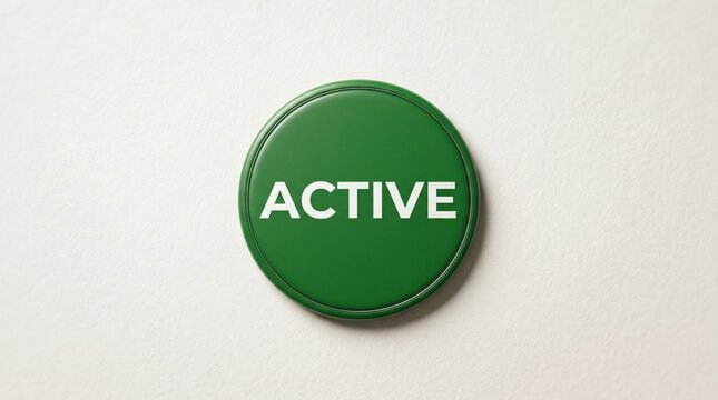 Green active button, status indicator, round badge, interface element