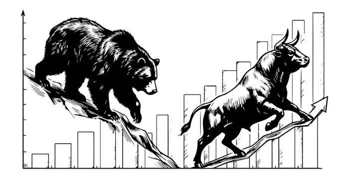 Bear and deer facing each other in forest