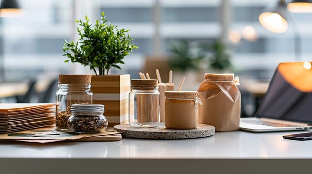 Creative workspace setup modern office still life bright environment close-up organization tips