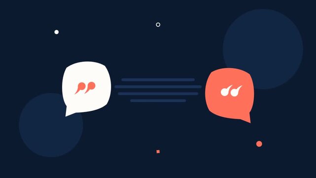 Animated chat bubbles with quotation marks on dark background