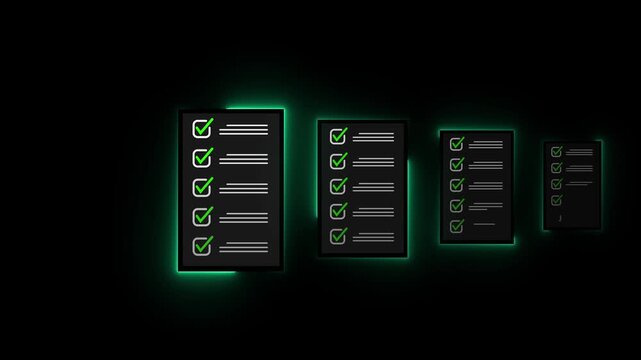 Business performance monitoring concept, businessman using smartphone Online survey filling out, digital form checklist, Motion Graphic 4k animation video.