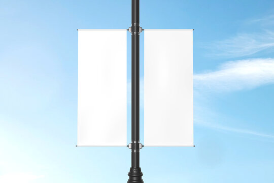 Blank street pole bannar for mockup