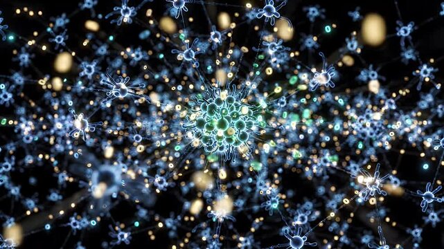 Innovative Neural Network Technology Digital Representation - This abstract visual depicts an innovative neural network technology with a digital representation of connections.