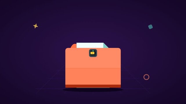 Animation of a document sliding into a storage folder