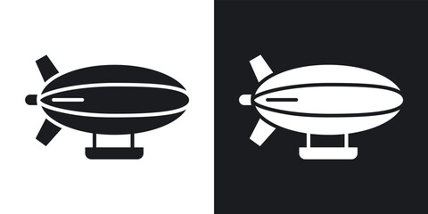 Airship icons vectors in solid black and white style © molla