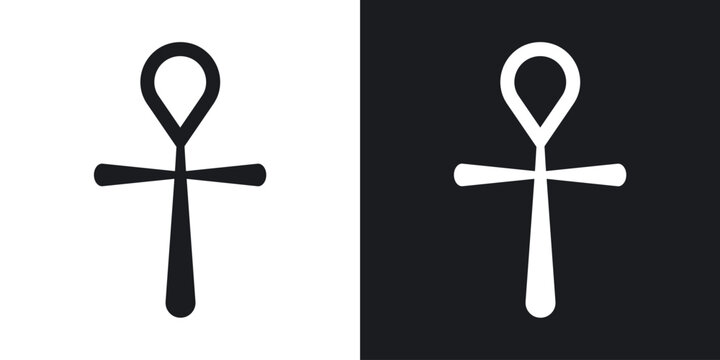 Ankh icons vectors in solid black and white style