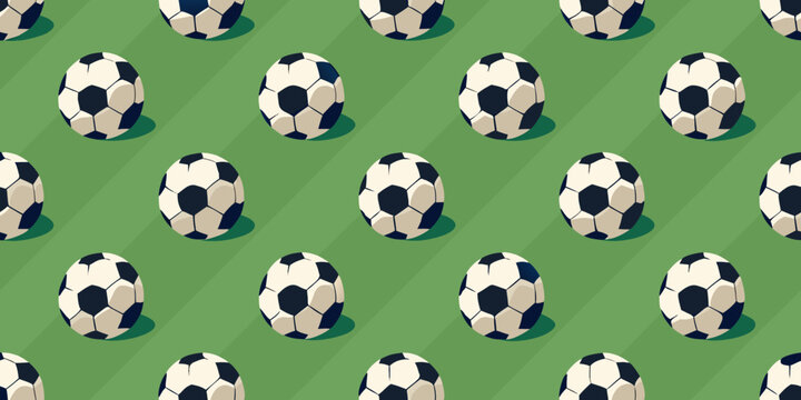 Seamless soccer ball pattern with black and white pentagonal panels