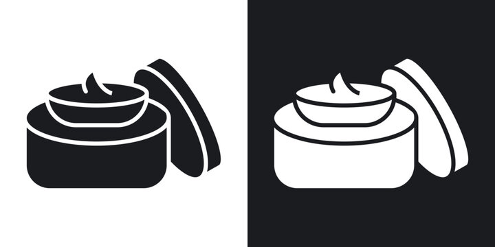 Body cream icons vectors in solid black and white style
