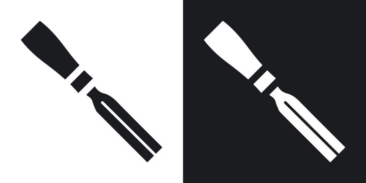 Chisel icons vectors in solid black and white style
