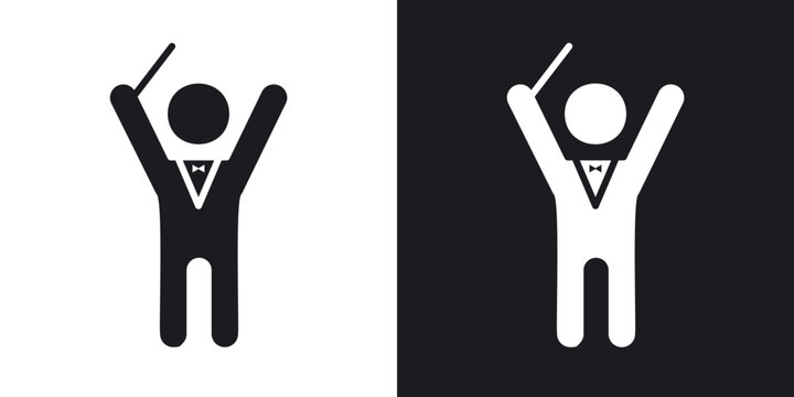 Conductor icons vectors in solid black and white style