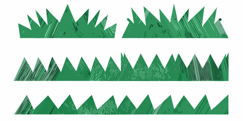 Grass Silhouettes With Textured Lines On White Background © Sujal