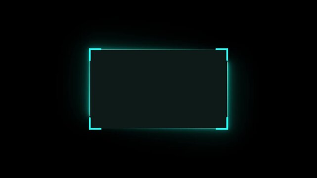 Futuristic neon HUD callout frame for digital interface. Sci fi HUD lower third with copy space for broadcast titles.