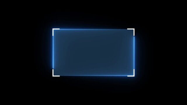 Futuristic neon HUD callout frame for digital interface. Sci fi HUD lower third with copy space for broadcast titles.