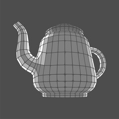 Teapot futuristic wireframe model. Low poly object. Connection structure. Polygonal mesh teapot. © JEGAS RA