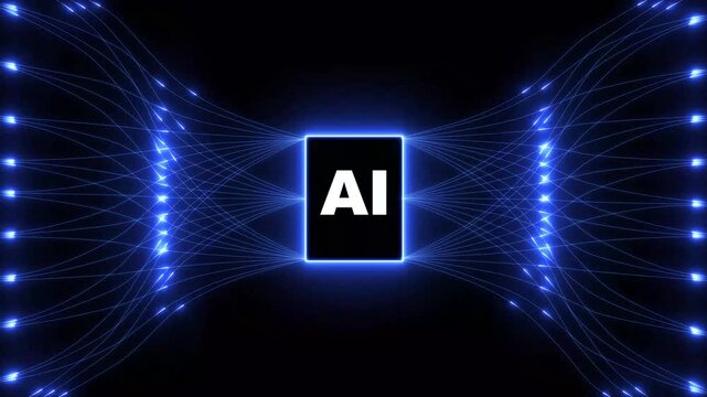 This conceptual Ai agent video illustrates the flow of vast information, complex algorithms, and interconnected systems, symbolizing advanced technology 4k animation video.