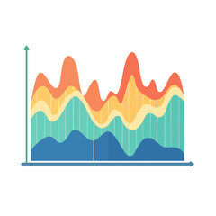Fototapeta premium Dynamic multi-layered area chart illustrating complex data trends and statistical analysis over time for business intelligence dashboards