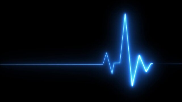 Neon heart beat line animation concept. Heartbeat and pulse rate signal. ECG heartbeat flatline Vibrant Red Electrocardiogram. 4k stock video. 

