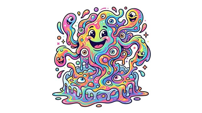 Happy skincare bacteria culture mascot badge in flat vector style