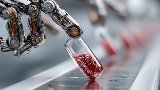 Robotic pharmacy automation medicine dispensing systems concept representing healthcare robotics infrastructure smart hospital medication logistics technology pharmaceutical automation innovation