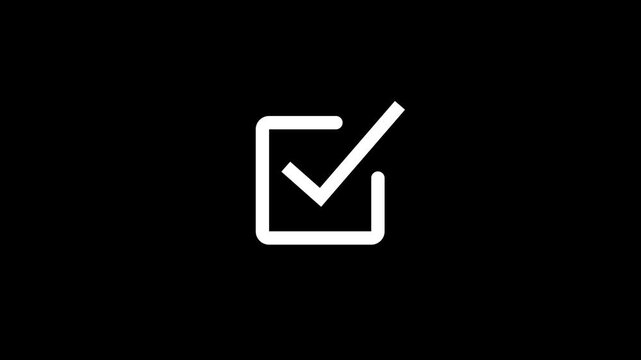 Check mark icon, positive symbol, tick mark icon Black background 4k animation video.