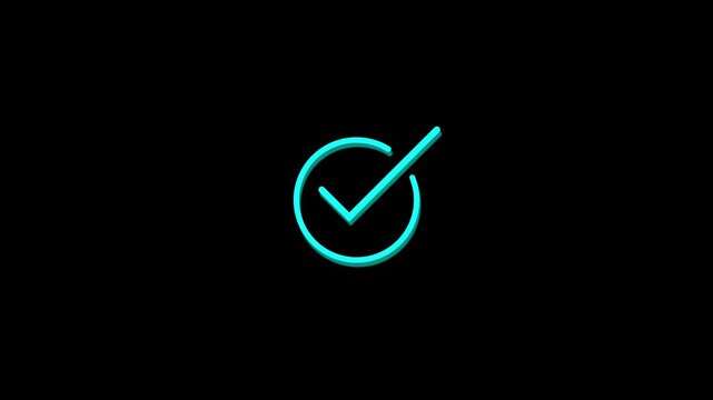 Check mark symbol. approved tick mark icon animation on a black background.4k animation video.