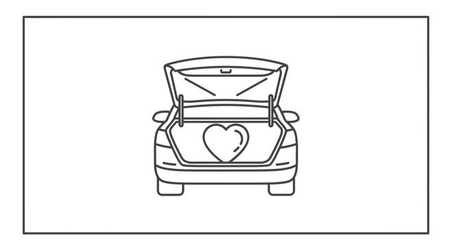 Car Trunk Open with Heart Symbol Inside, Love and Care Concept