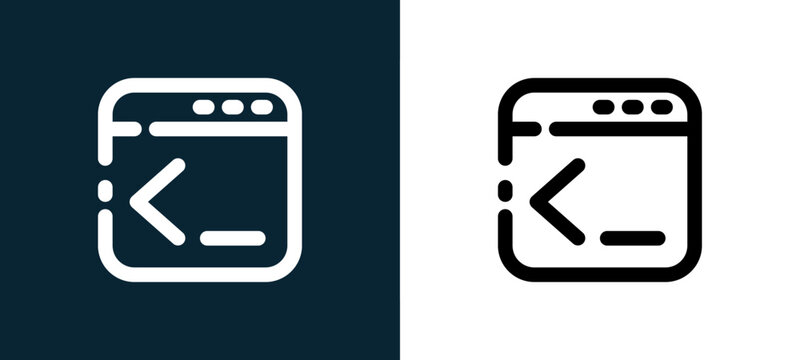 Two-color programming language outline icon pair in black and white, editable stroke vector illustration for web, mobile apps, UI design, branding, and print from SEO Marketing