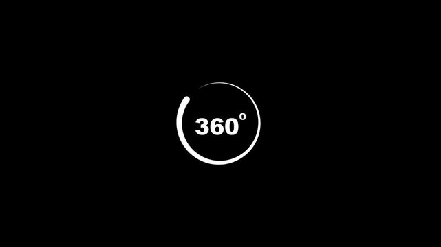 360 Degree View Icon Animation with Optional Luma Matte on White Background.