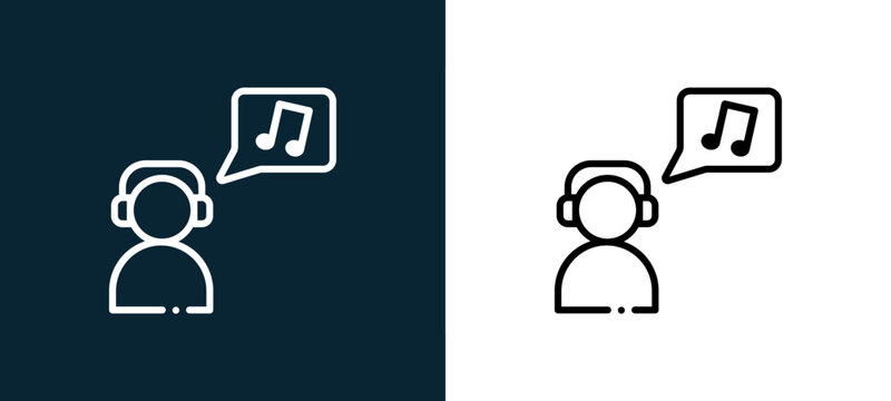 Two-color user outline icon pair in black and white, editable stroke vector illustration for web, mobile apps, UI design, branding, and print from Chatting and Communication