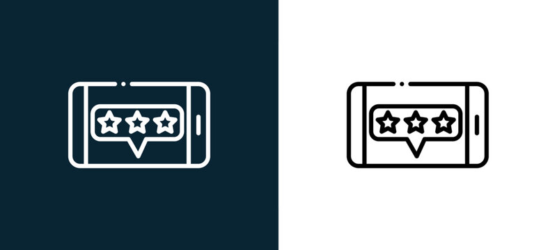 Two-color good review outline icon pair in black and white, editable stroke vector illustration for web, mobile apps, UI design, branding, and print from Chatting and Communication