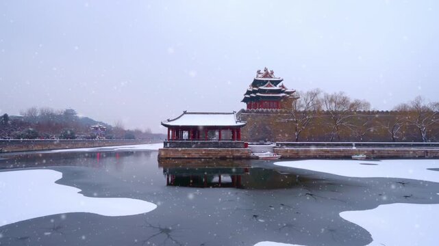Forbidden City moat in winter, Beijing, China