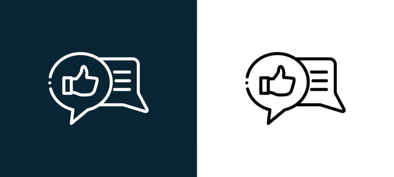 Two-color good review outline icon pair in black and white, editable stroke vector illustration for web, mobile apps, UI design, branding, and print from Chatting and Communication