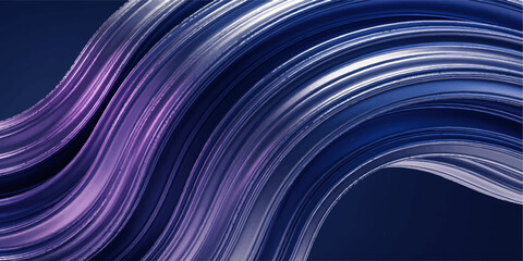 Fototapeta premium Abstract flowing waves of metallic colors in blue, purple, and silver create a dynamic and futuristic background, suggesting movement and sophistication.