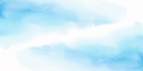 Obraz premium Abstract watercolor brushstrokes in soft hues of blue and white evoke a sense of calm and serenity, reminiscent of a cloudy sky or tranquil water.