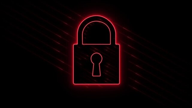 Cyber security technology for business and internet project with lock 4k animation video.