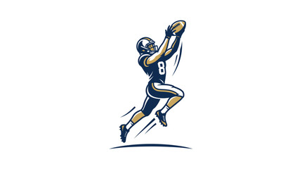 Fototapeta premium American Football Player Catching Ball Vector Illustration