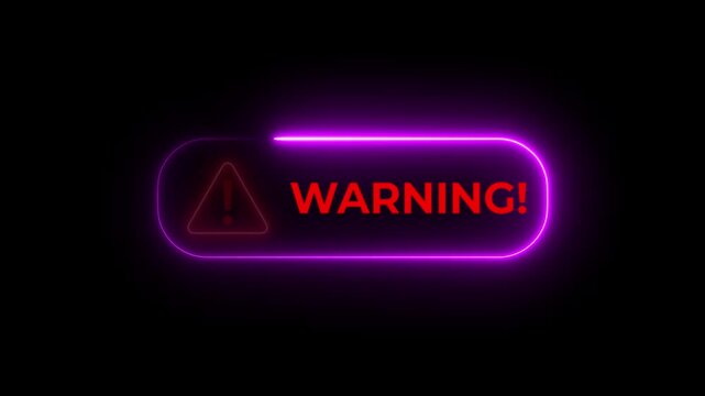 Alert warning sign concept. Danger signal icon and warning text, on the black background. 